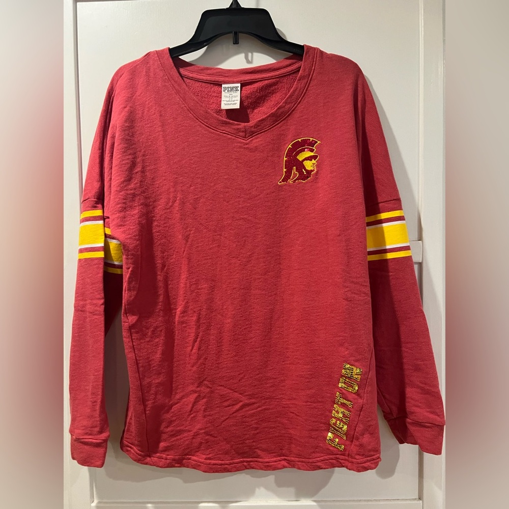 PINK Victoria's Secret Red and Gold USC Trojans long sleeve shirt S